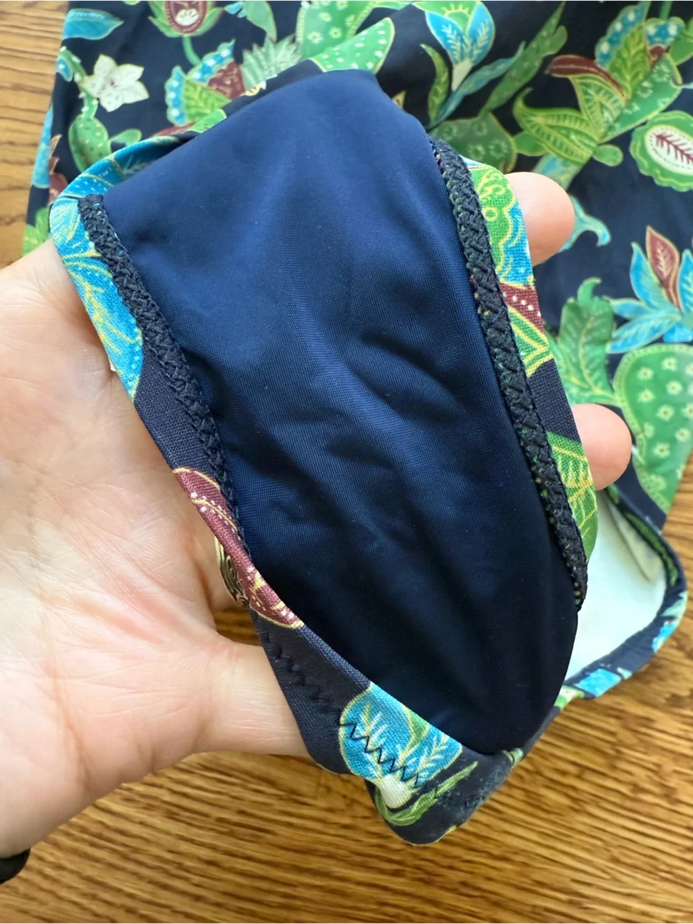 TORY BURCH‎ Blue Wisteria Garden Plunging Floral Swimsuit Halter Vacation Swim M